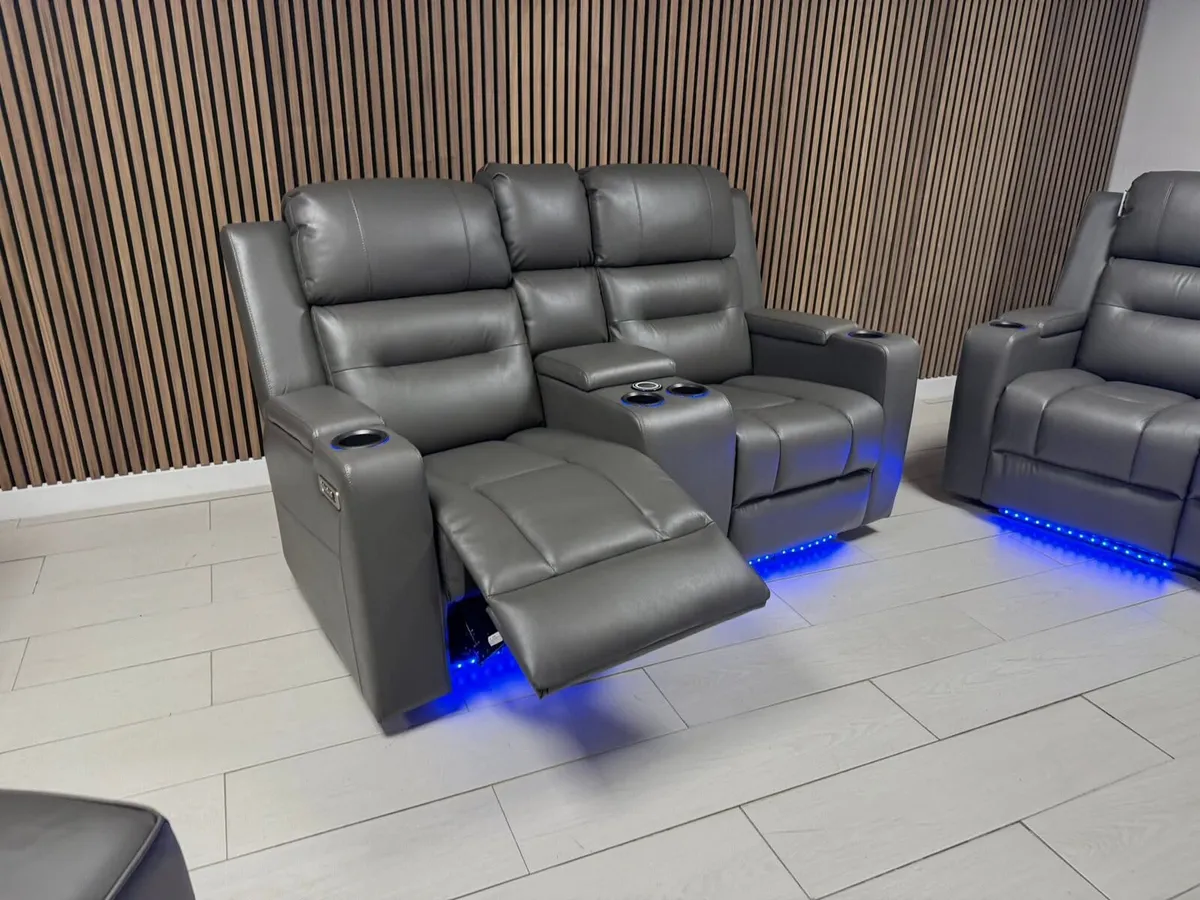 Titan Plus 3+2 Dark Grey Leather Recliner Sofa Set - Image 3