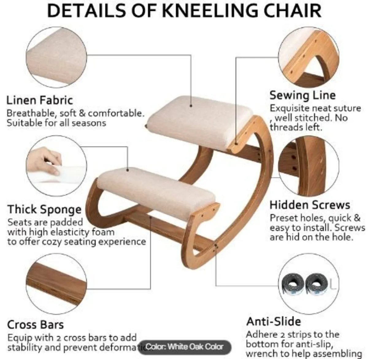 Ergonomic Kneeling Chair 99.8 kg Load - Image 1