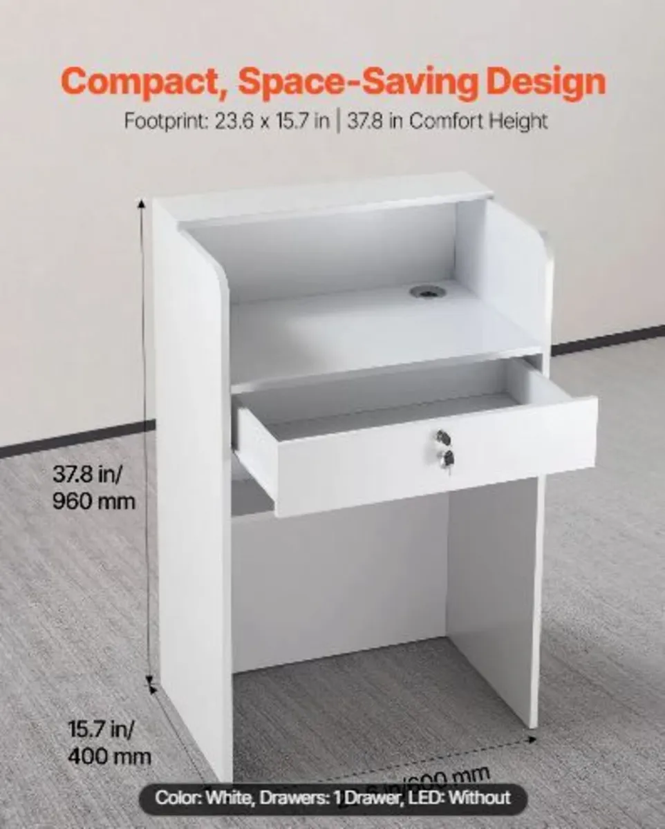 Reception Desk, 60 cm Rectangular Front - Image 3