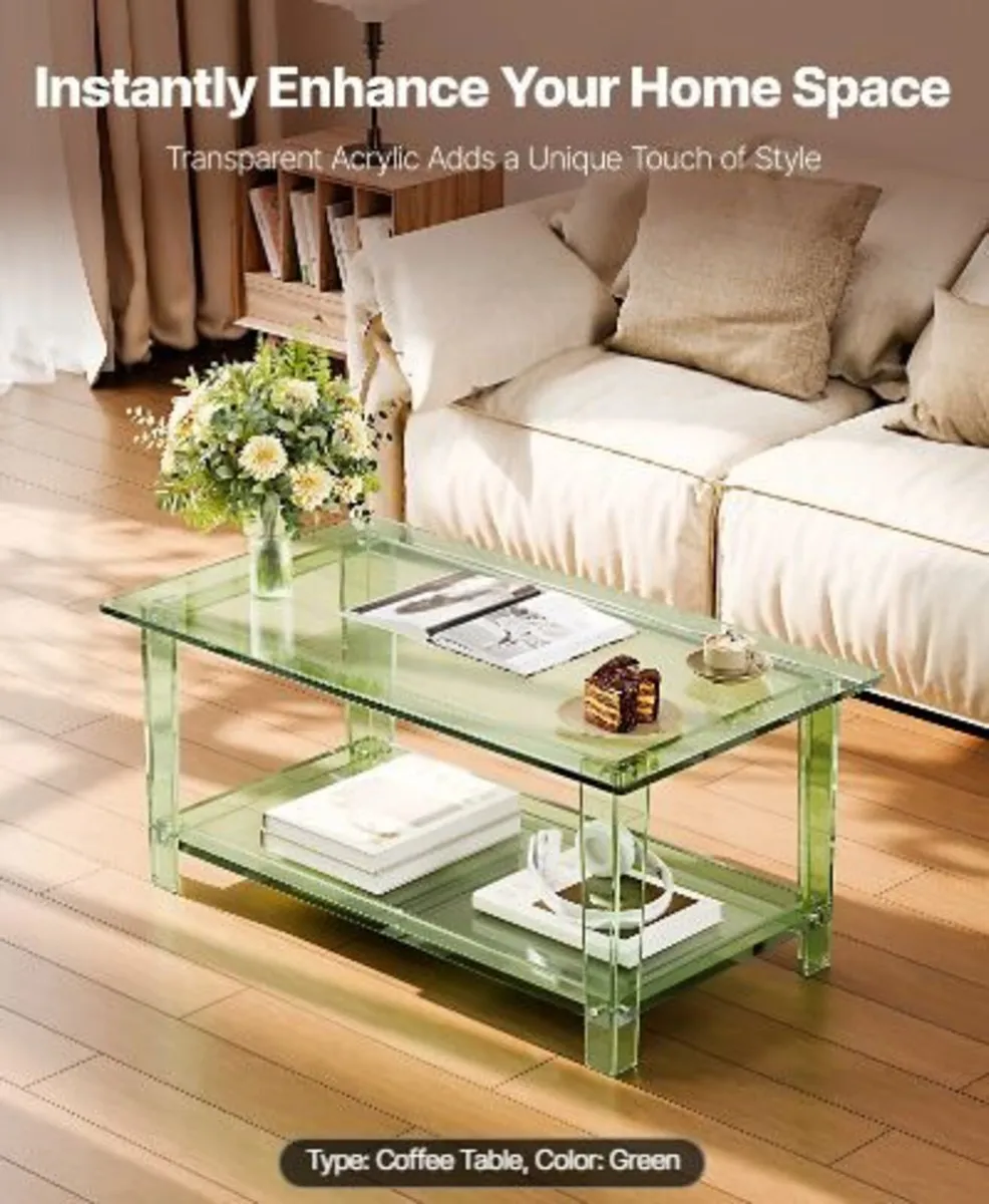 Acrylic Coffee Table, 2 Tiers Center Table - Image 2