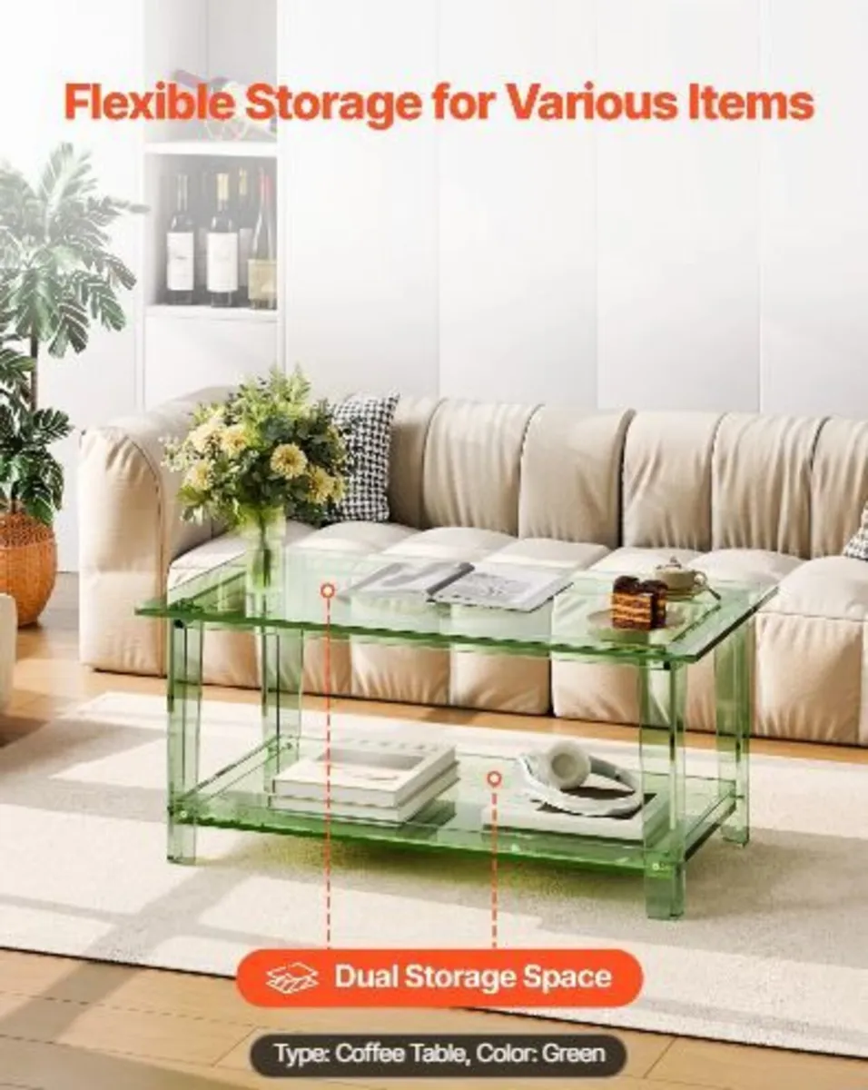 Acrylic Coffee Table, 2 Tiers Center Table - Image 4