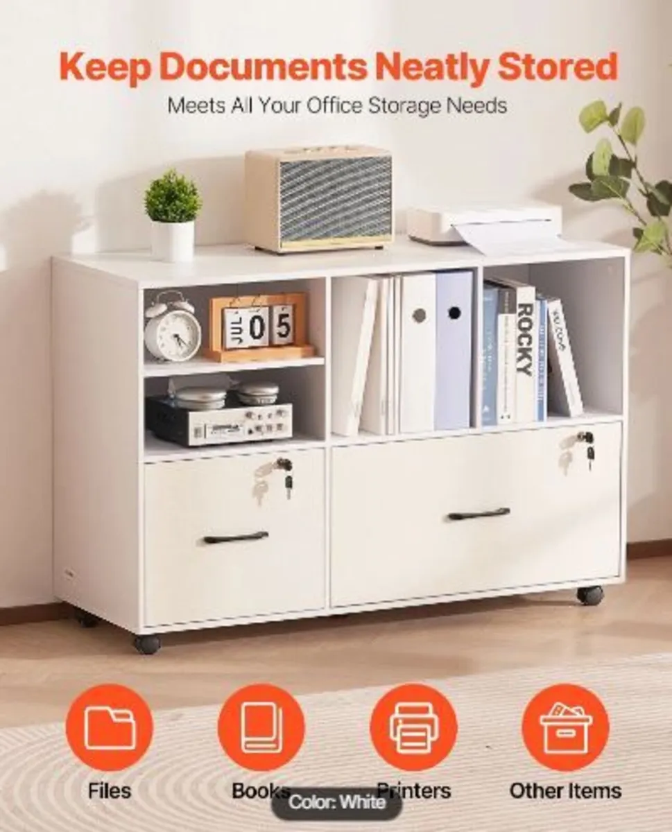 2 Drawer Wooden File Cabinet - Image 2