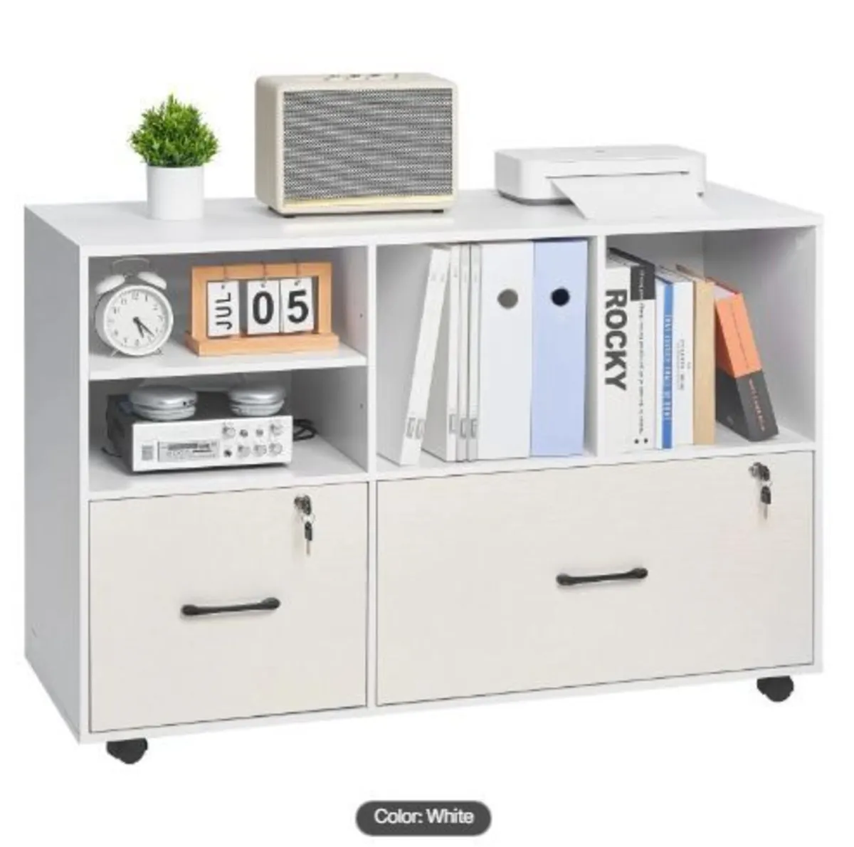 2 Drawer Wooden File Cabinet - Image 4