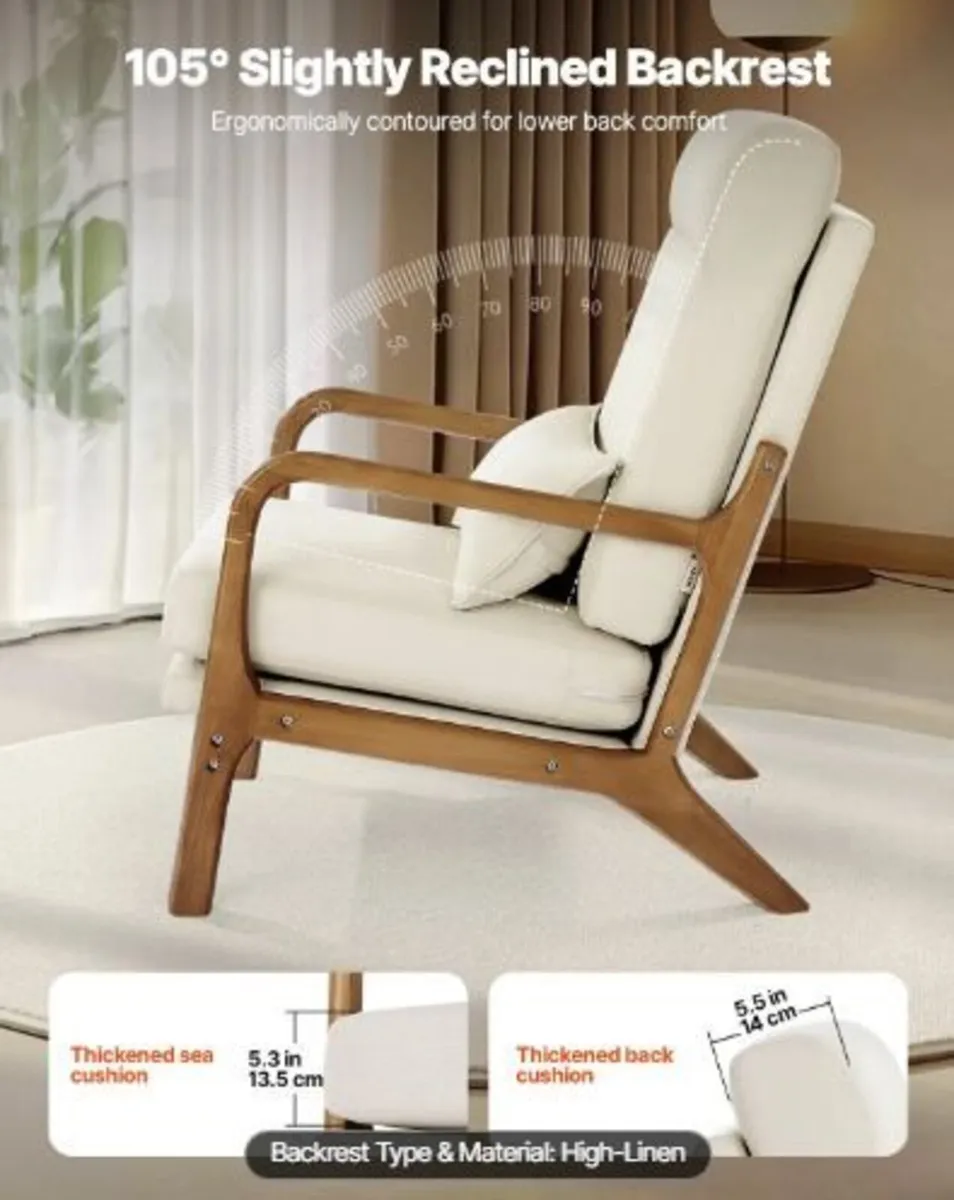 Accent Chair, High Back Mid Century - Image 2