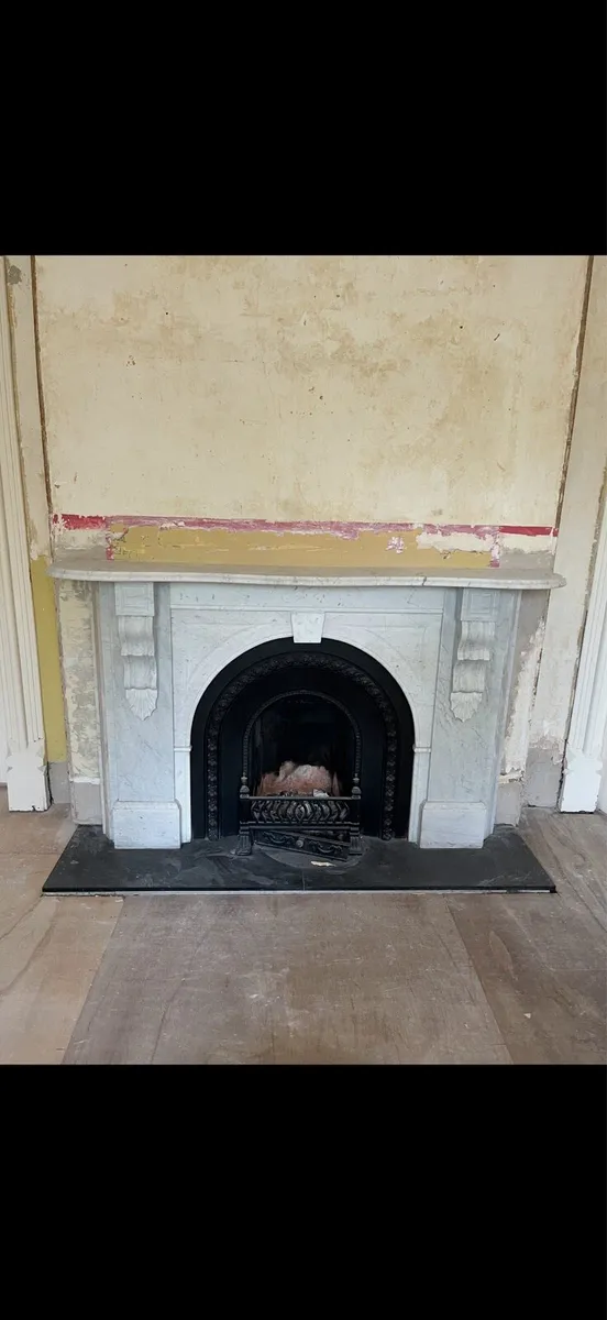 Antique white marble fireplace