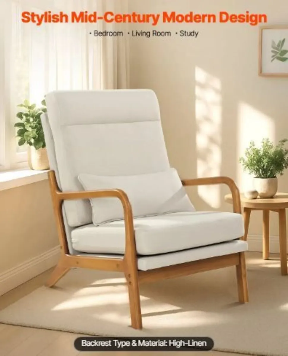 Accent Chair, High Back Mid Century - Image 4