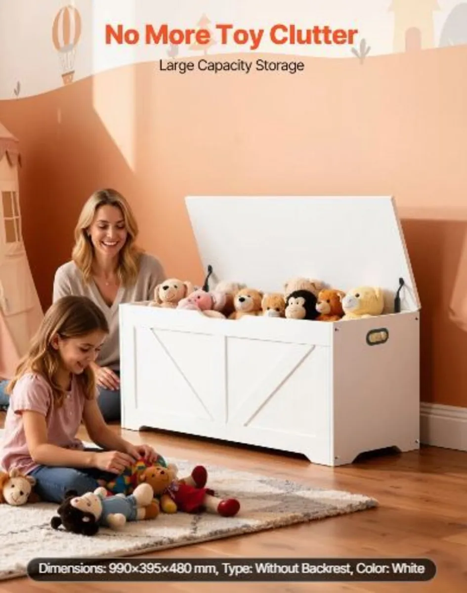 Kids Storage Bench, Wooden Toy - Image 2