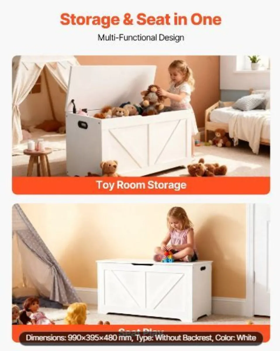 Kids Storage Bench, Wooden Toy - Image 4