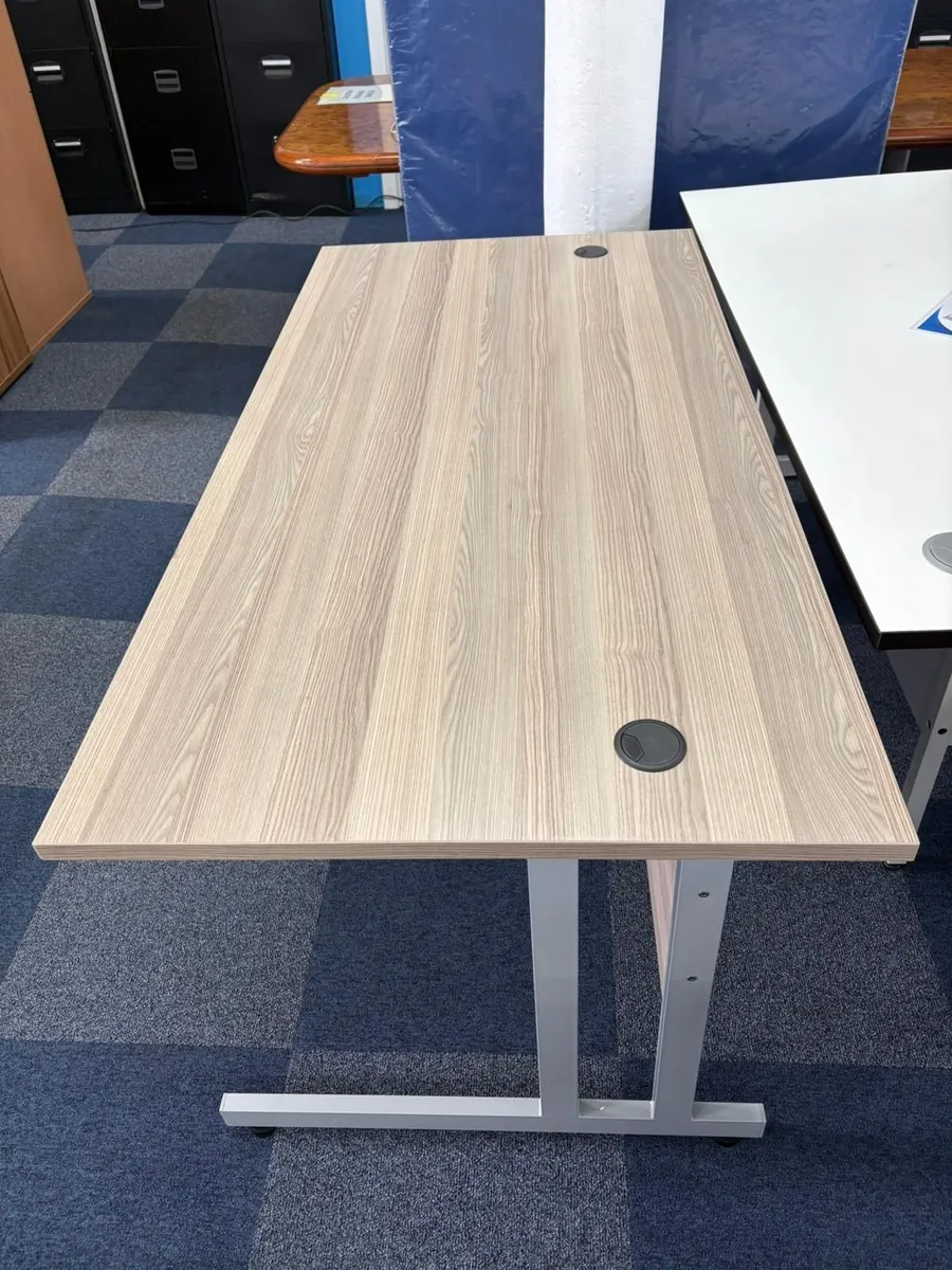 Grey Oak Desk with Fixed Pedestal - £225+VAT - Image 4