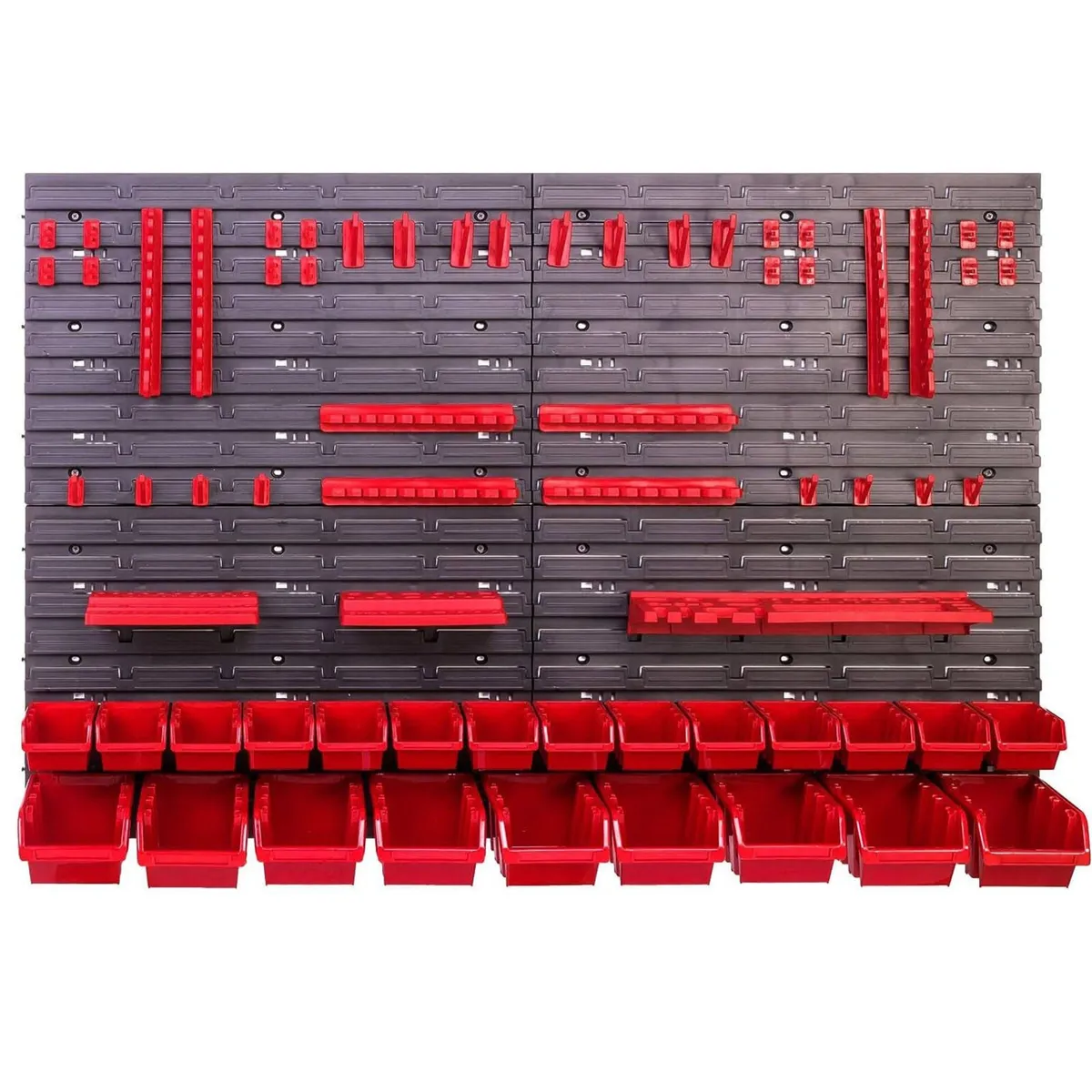 58pcs Wall Mounted Tool Organiser / Rack With Bins - Image 1