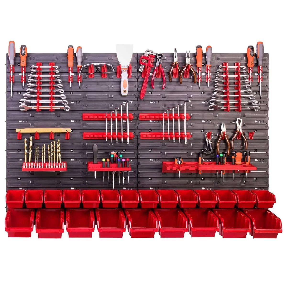 58pcs Wall Mounted Tool Organiser / Rack With Bins - Image 2