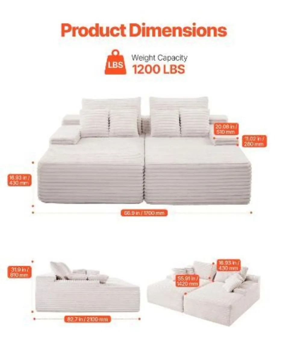 210 cm Oversized Double Chaise Lounge - Image 4