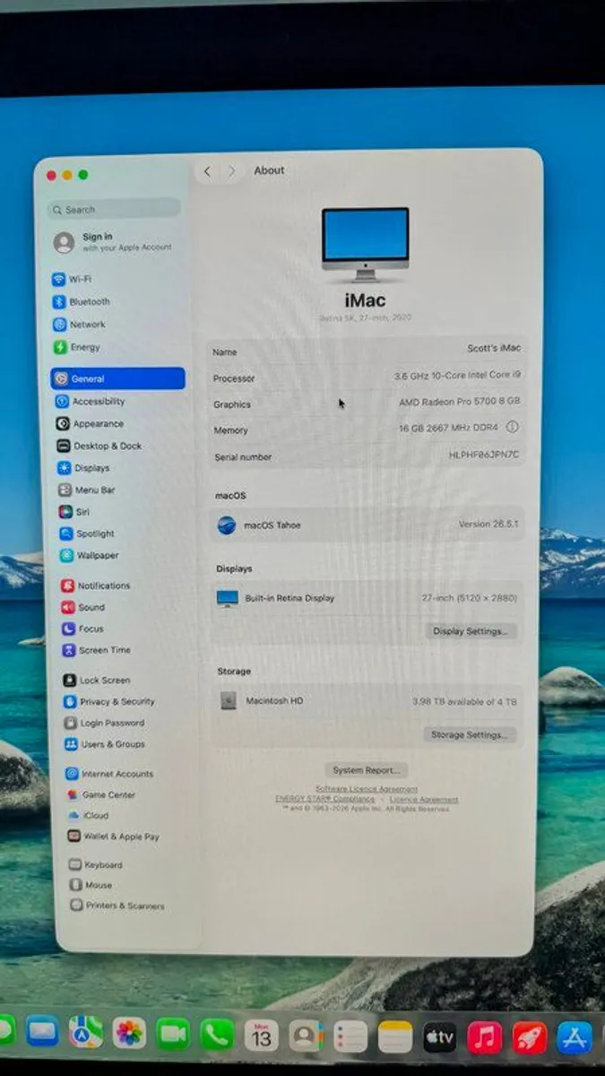 iMac 27" 5K (2020) - Top Spec Intel i9, Rare 4TB SSD, Radeon Pro 5700 8GB (MAC OS/Windows Bootcamp) - Image 2