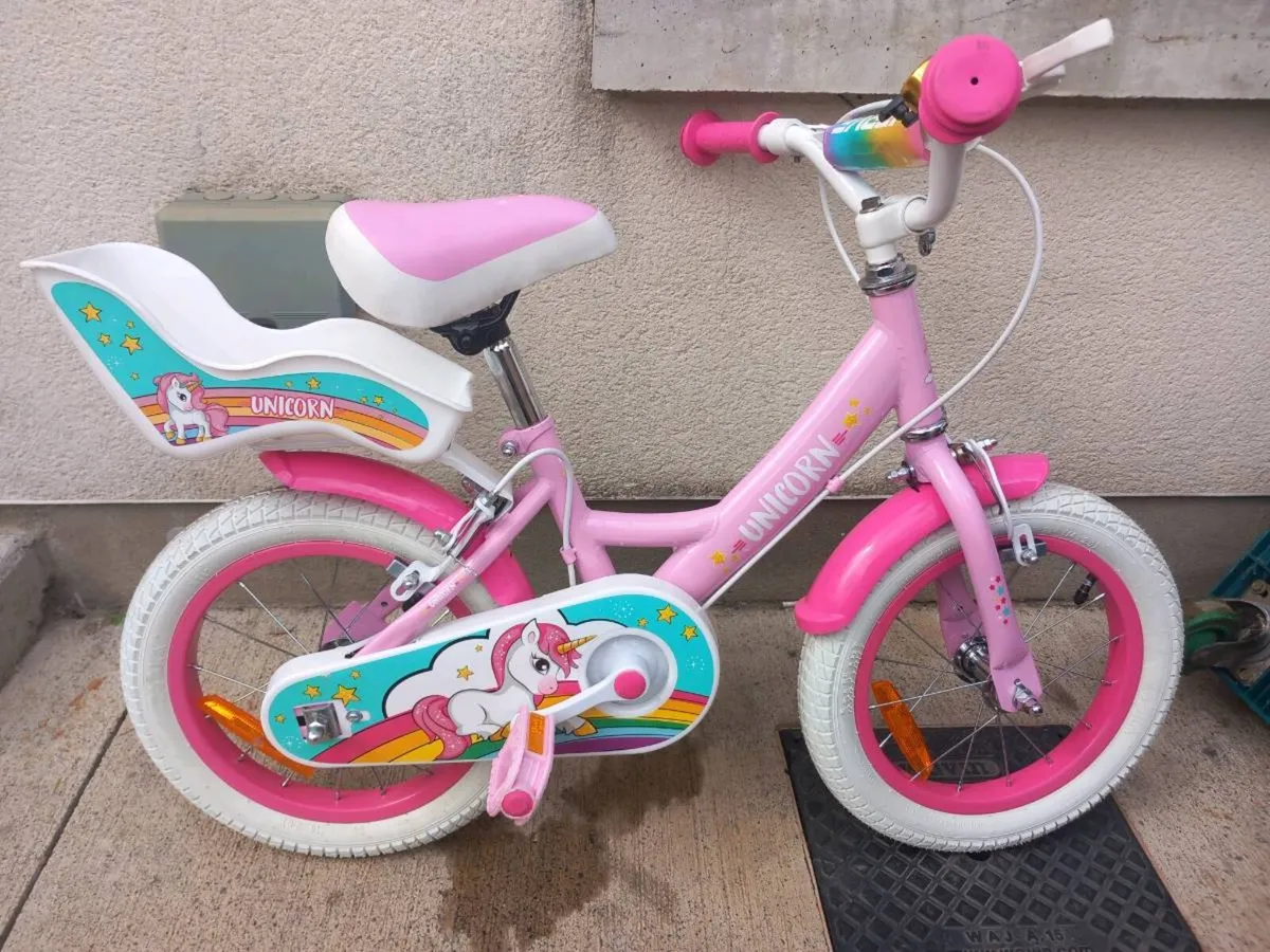 Kids unicorn bike size 14 inch wheels - Image 2