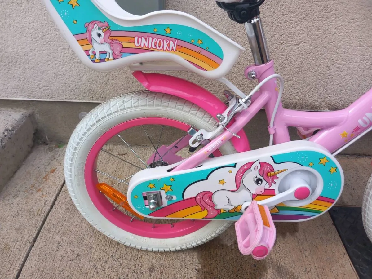 Kids unicorn bike size 14 inch wheels - Image 3