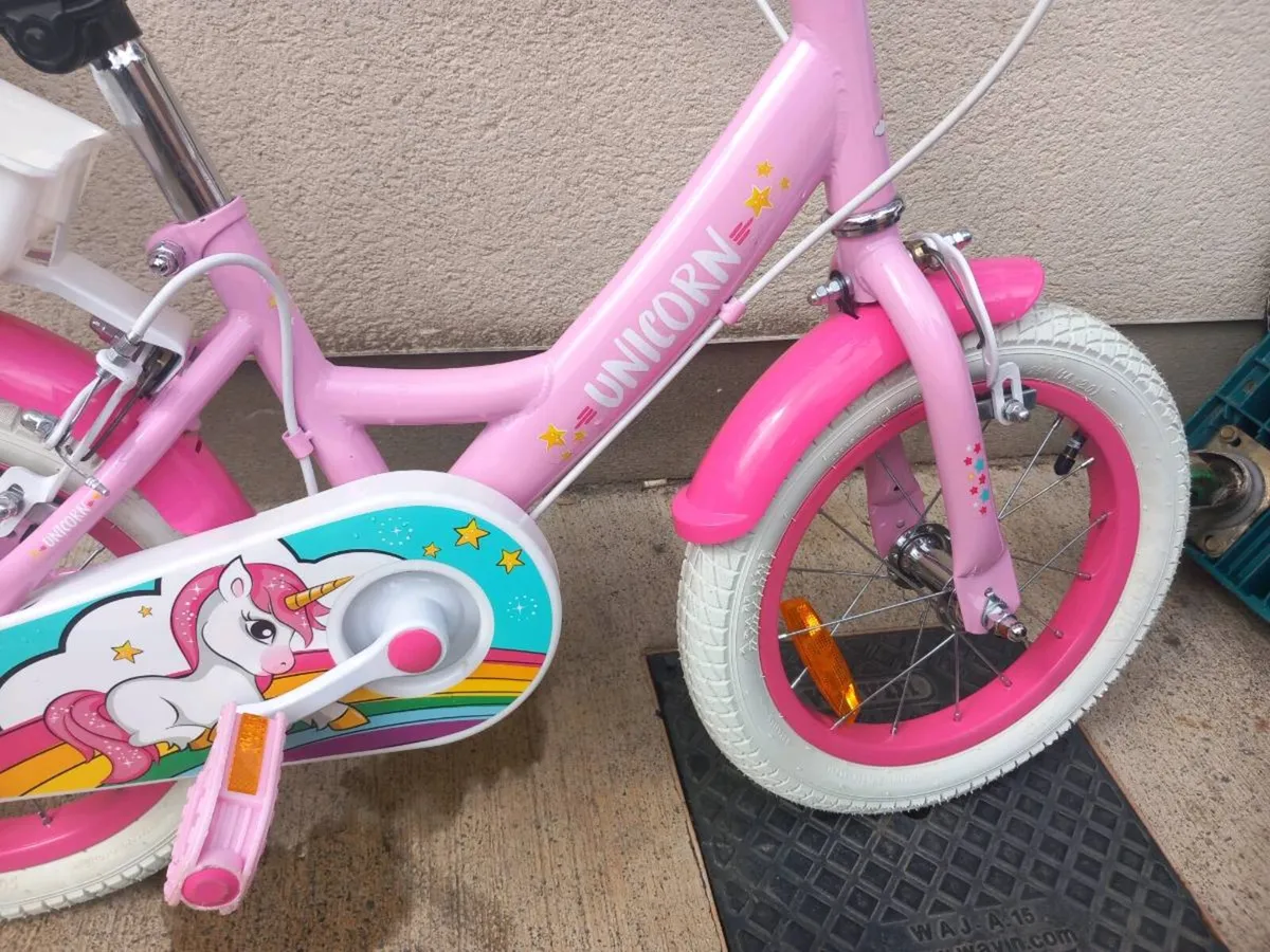 Kids unicorn bike size 14 inch wheels - Image 4
