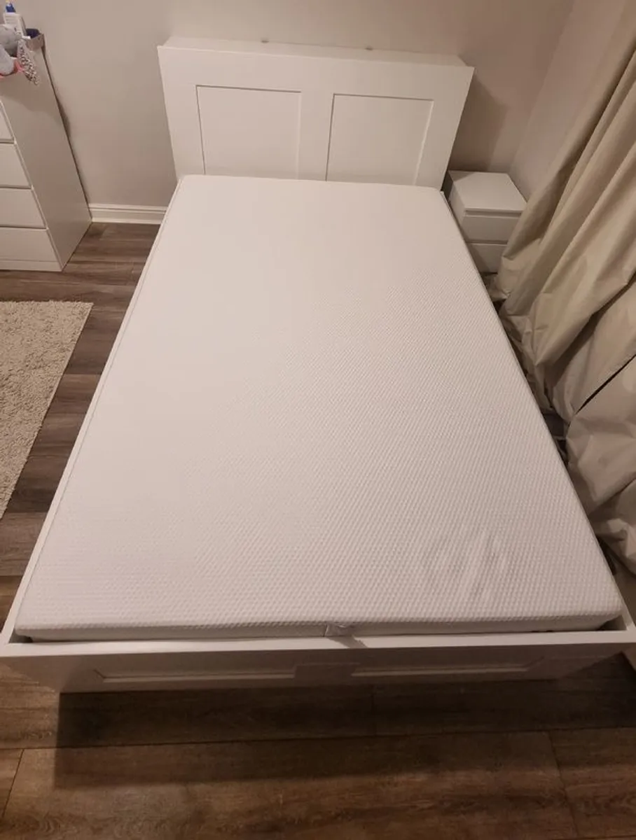 Ikea Brimnes Double Bed And Abygda Mattress - Image 2