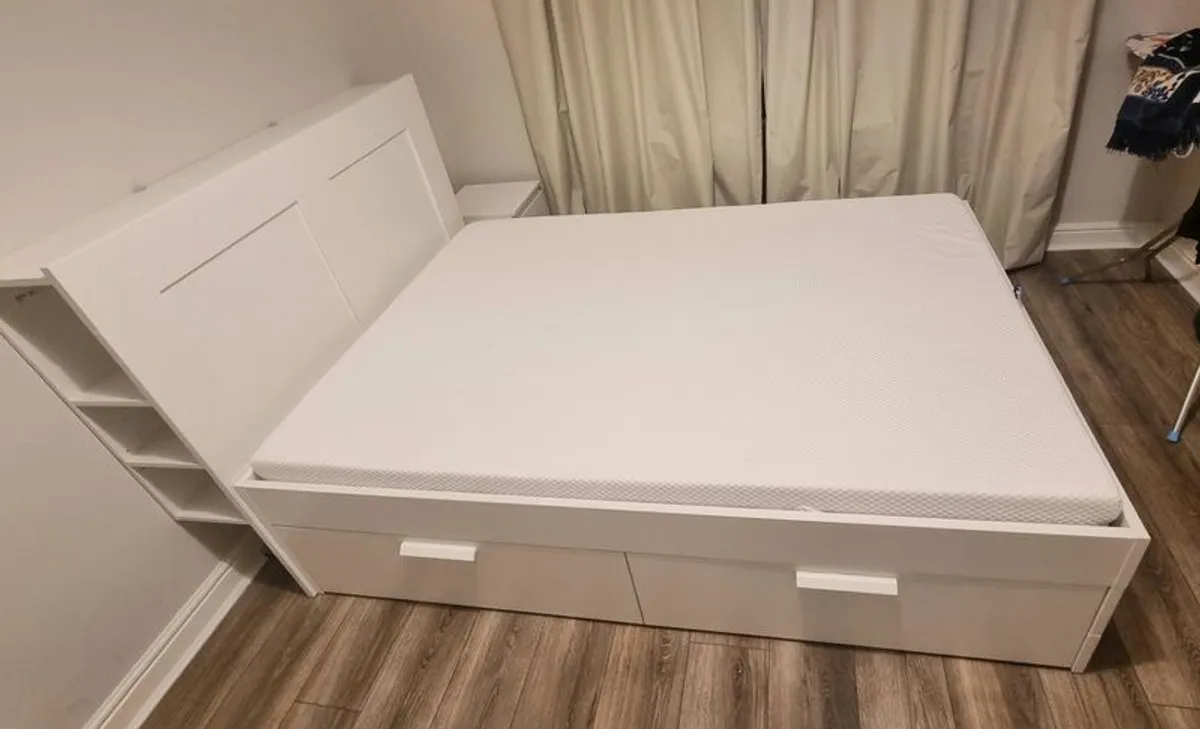 Ikea Brimnes Double Bed And Abygda Mattress - Image 3