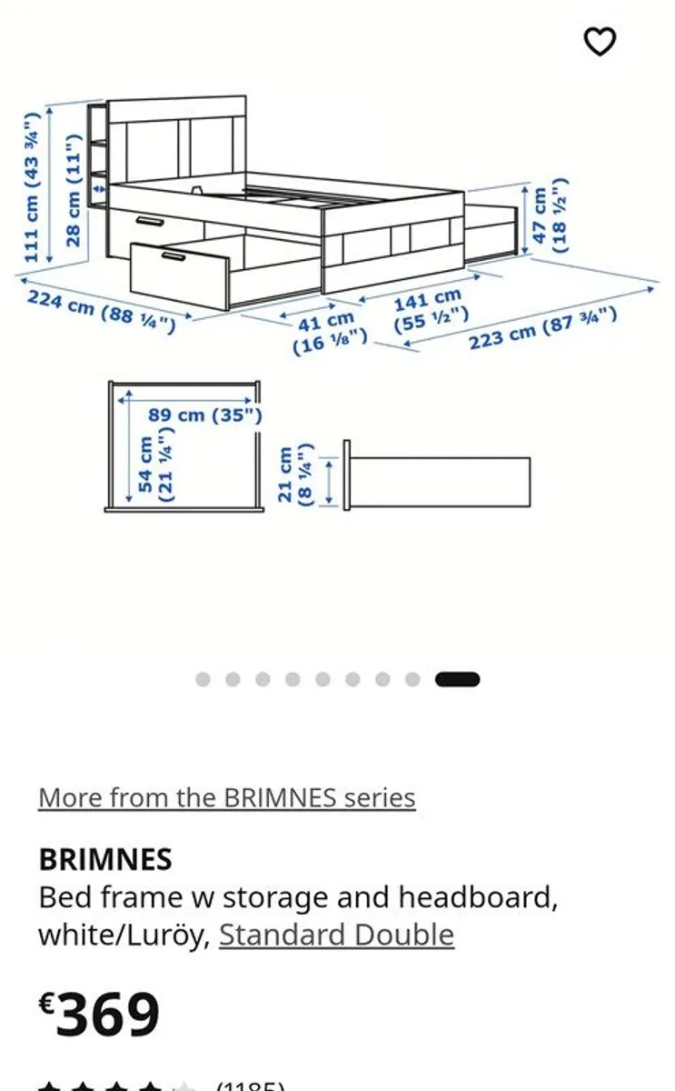 Ikea Brimnes Double Bed And Abygda Mattress - Image 4