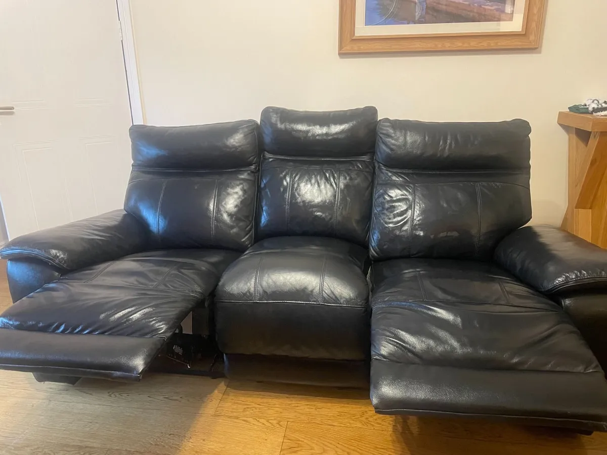 Black Leather Sofa - Image 1
