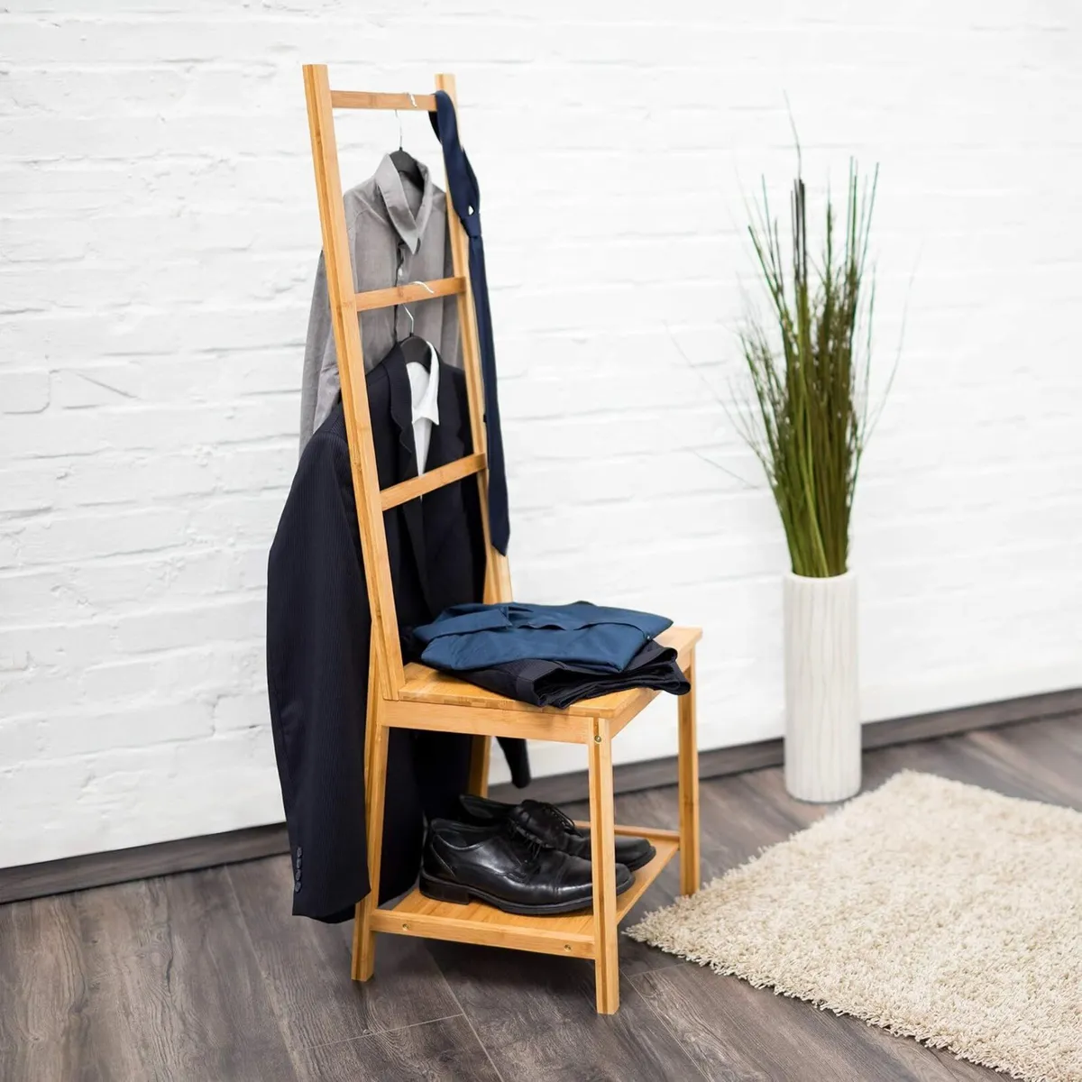 Free-Standing Bamboo Towel Holder - Image 2