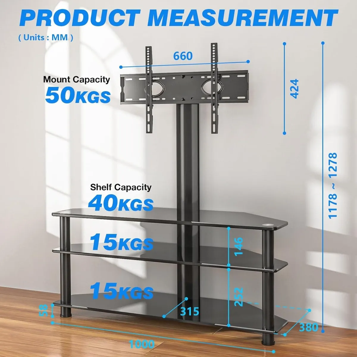 Corner TV Stand for 32-70 Inch LED LCD - Image 4
