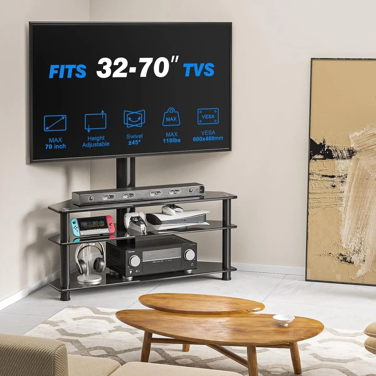 Corner TV Stand for 32-70 Inch LED LCD - Image 3