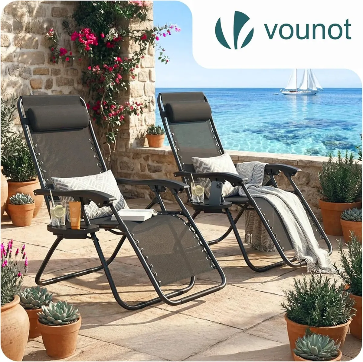 Zero Gravity Chair Folding Sun Loungers Recliner - Image 4