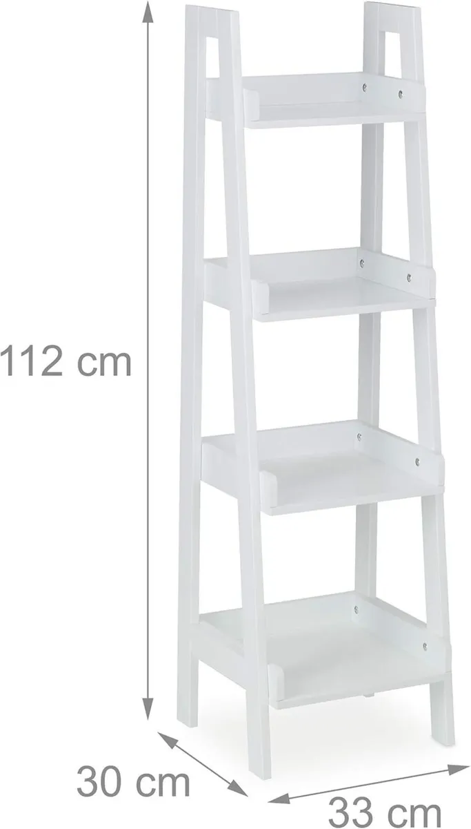 Freestanding Shelf with 4 Levels Ladder Rack - Image 3