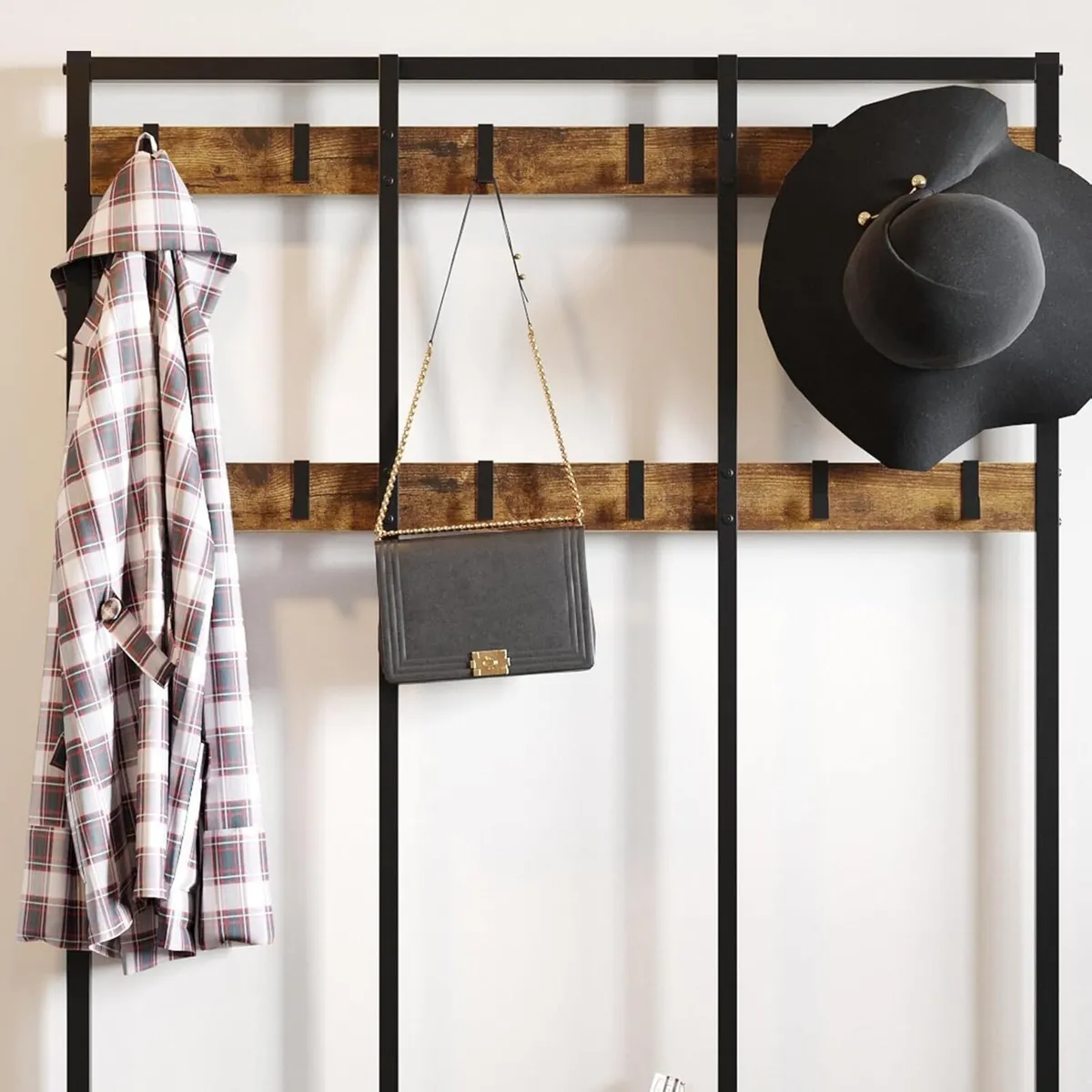 Large Coat Rack Stand Industrial with Hooks - Image 2