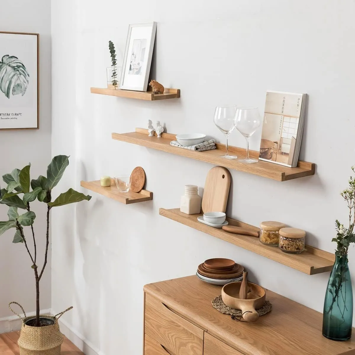Floating Shelf Solid Oak Wood Rustic Shelves - Image 2