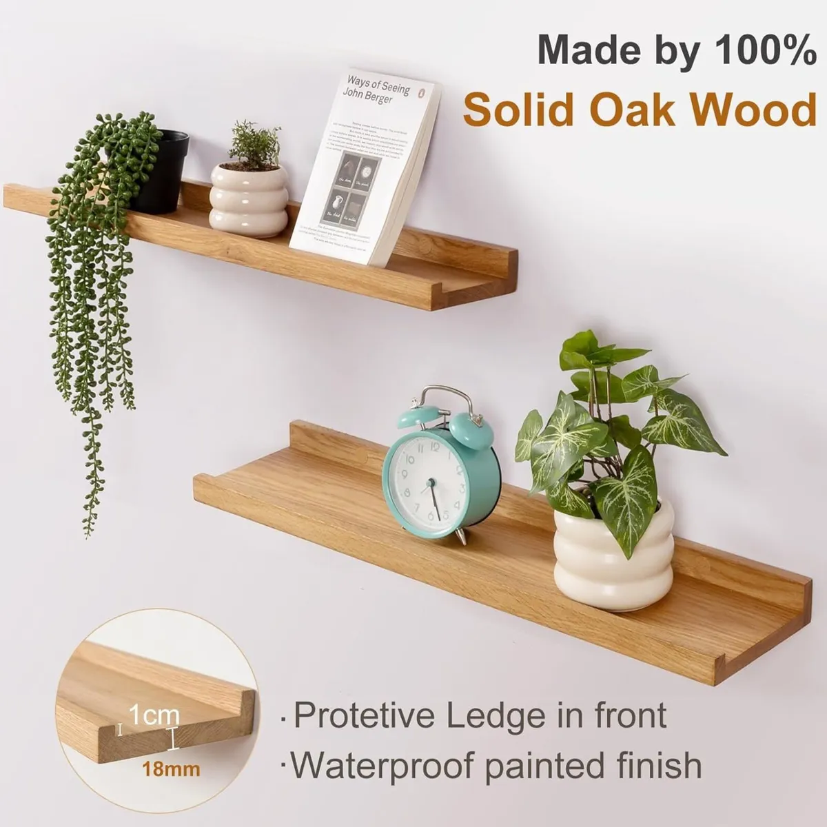 Floating Shelf Solid Oak Wood Rustic Shelves - Image 4