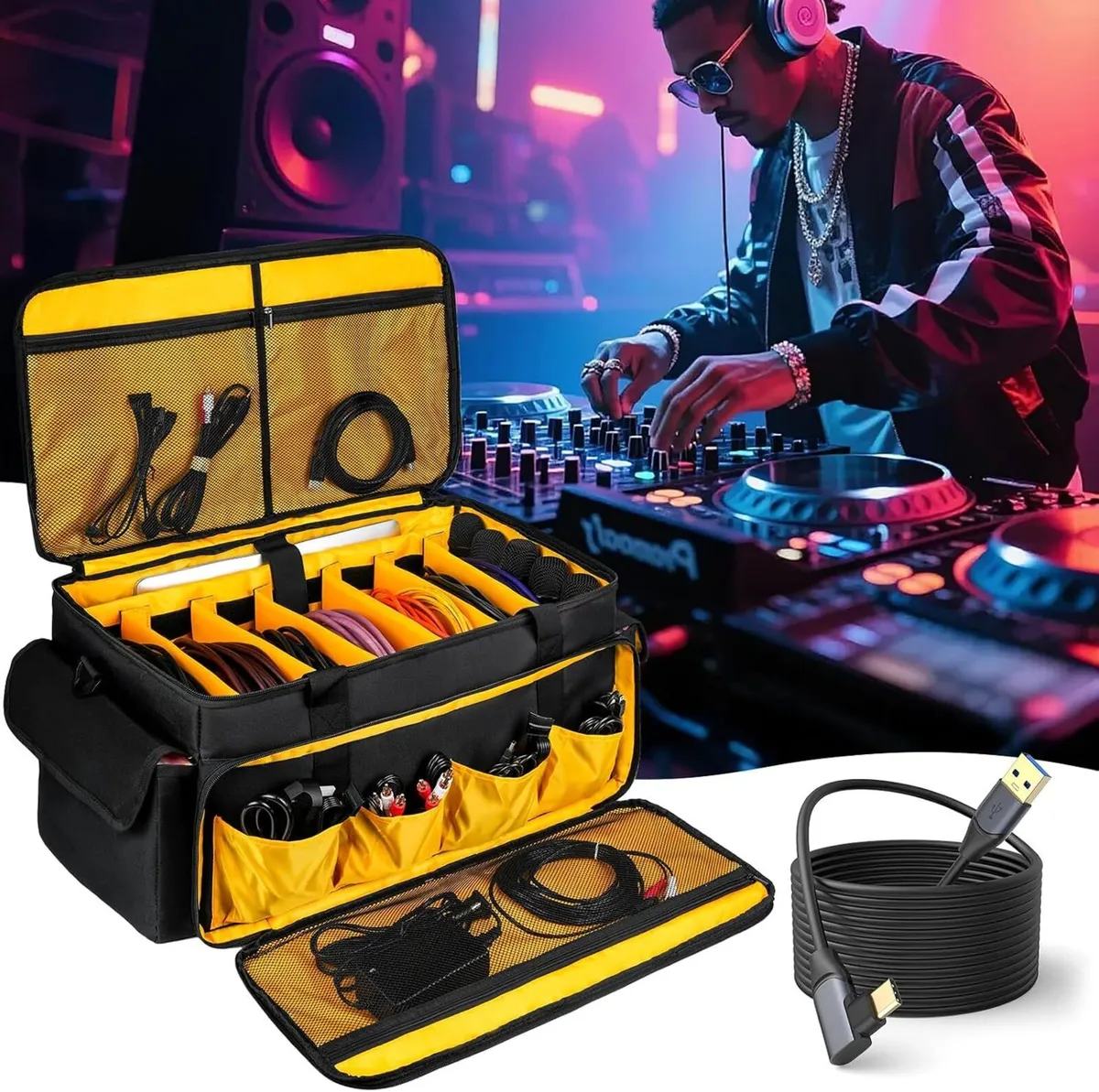 Large Dj Equipment Gig Bag Cable File Organiser - Image 2