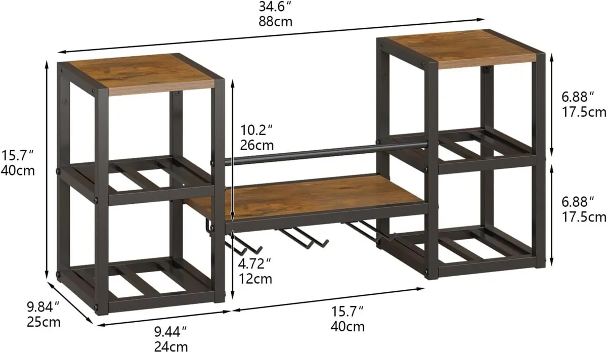 Industrial Wall Mounted Wine Rack with 3 Steam - Image 2