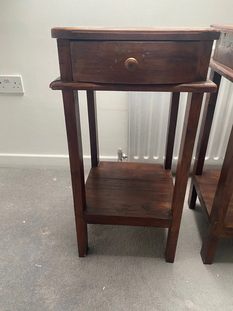 Pair of tall wooden bedside tables - Image 2