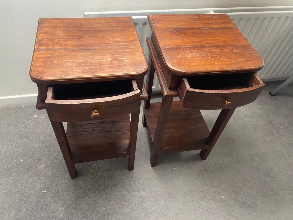 Pair of tall wooden bedside tables - Image 3