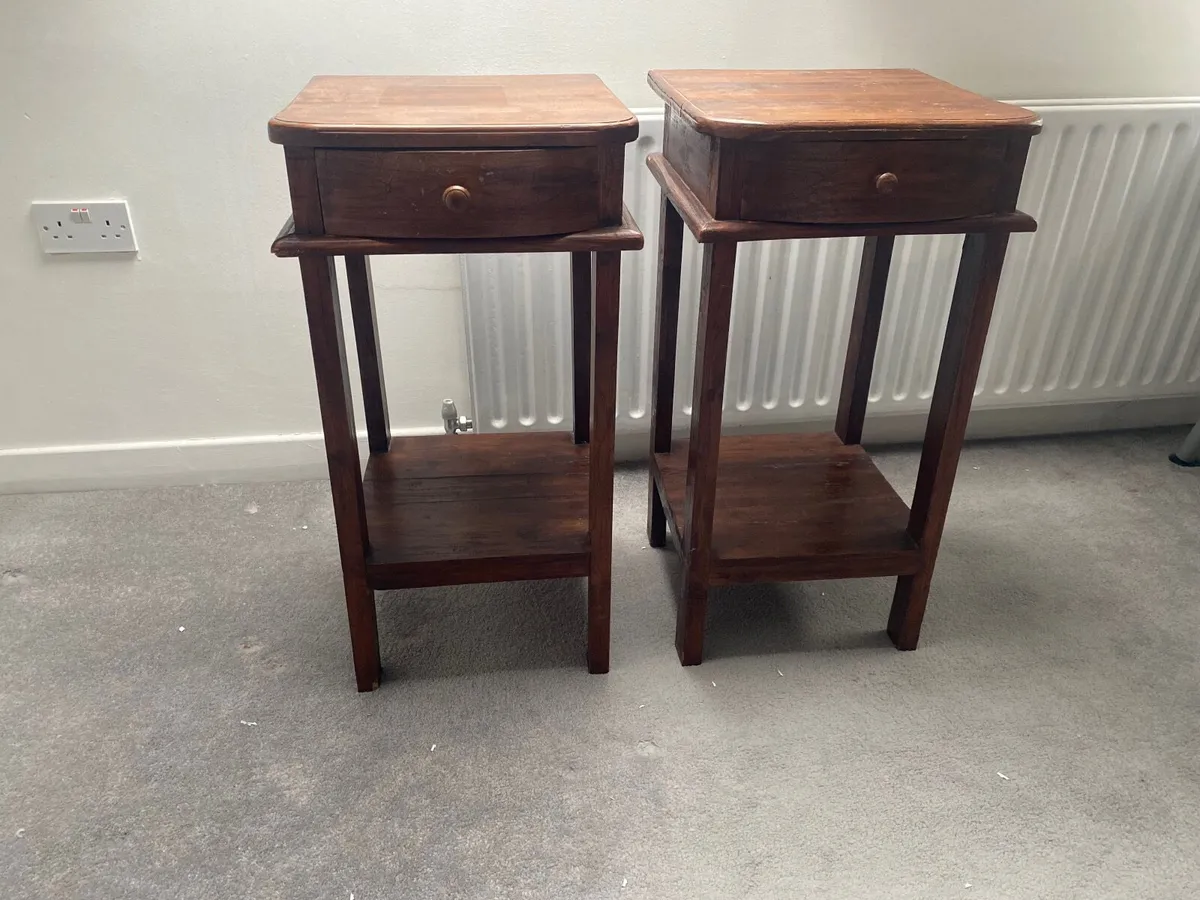Pair of tall wooden bedside tables - Image 1