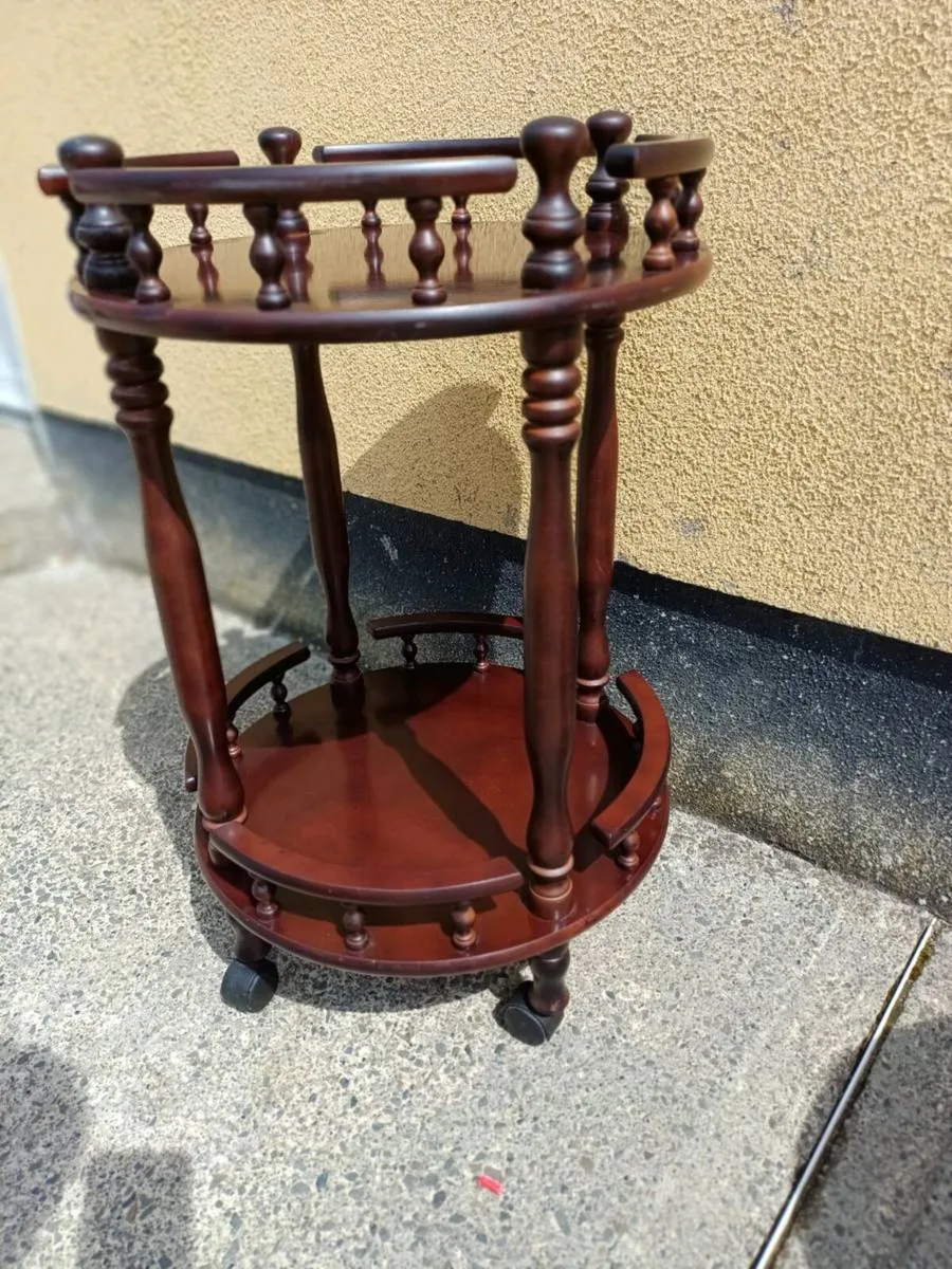 Vintage Mahogany Drinks Trolley - Image 2