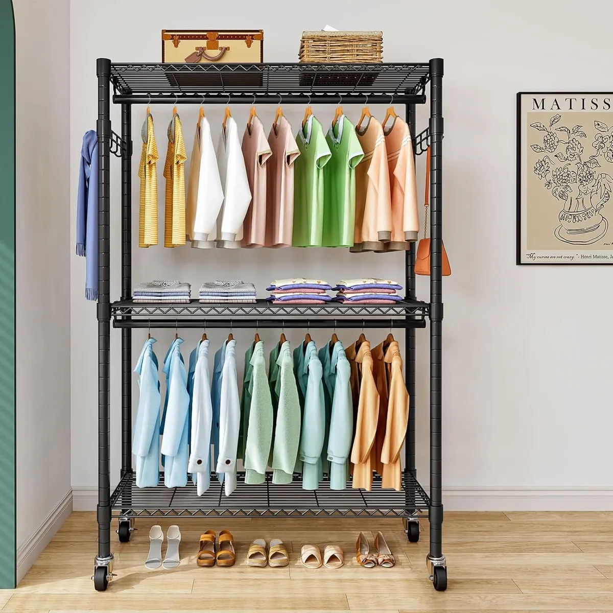 Clothes Rail with Storage Shelves - Image 2
