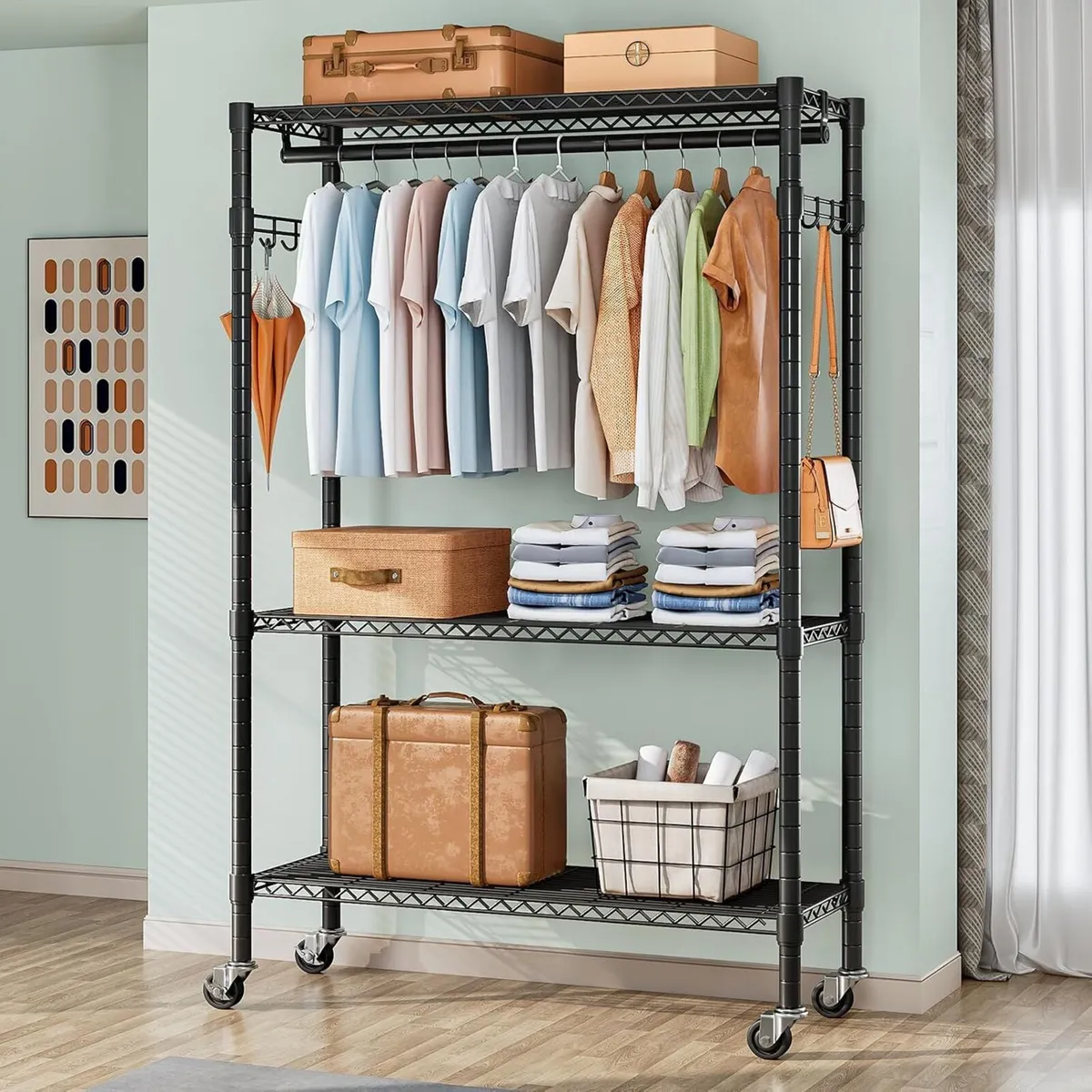 Clothes Rail with Storage Shelves - Image 4