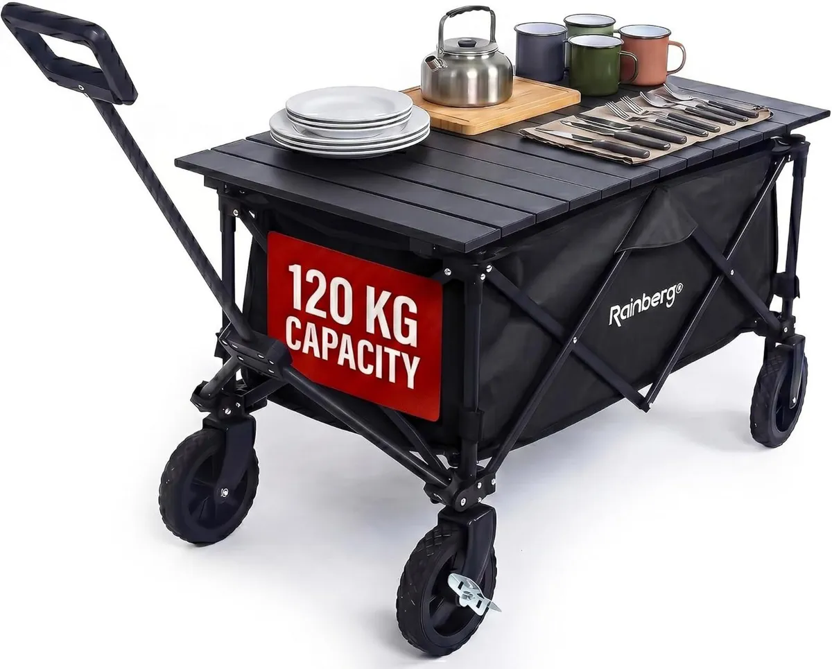 Folding Trolley on Wheels Table Top Cart - Image 1