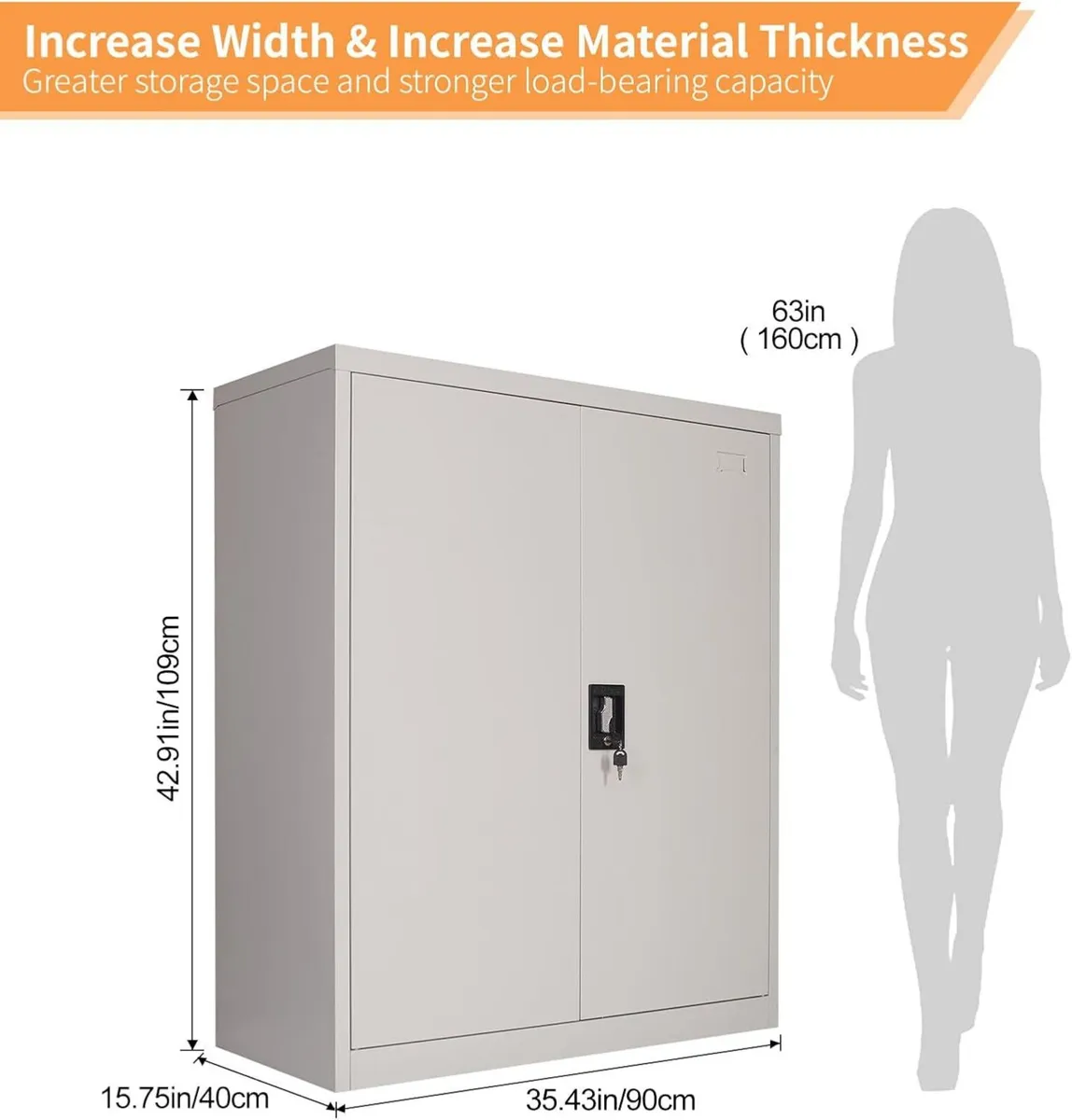 Frideko Lockable Metal Cupboard Tall - Image 2
