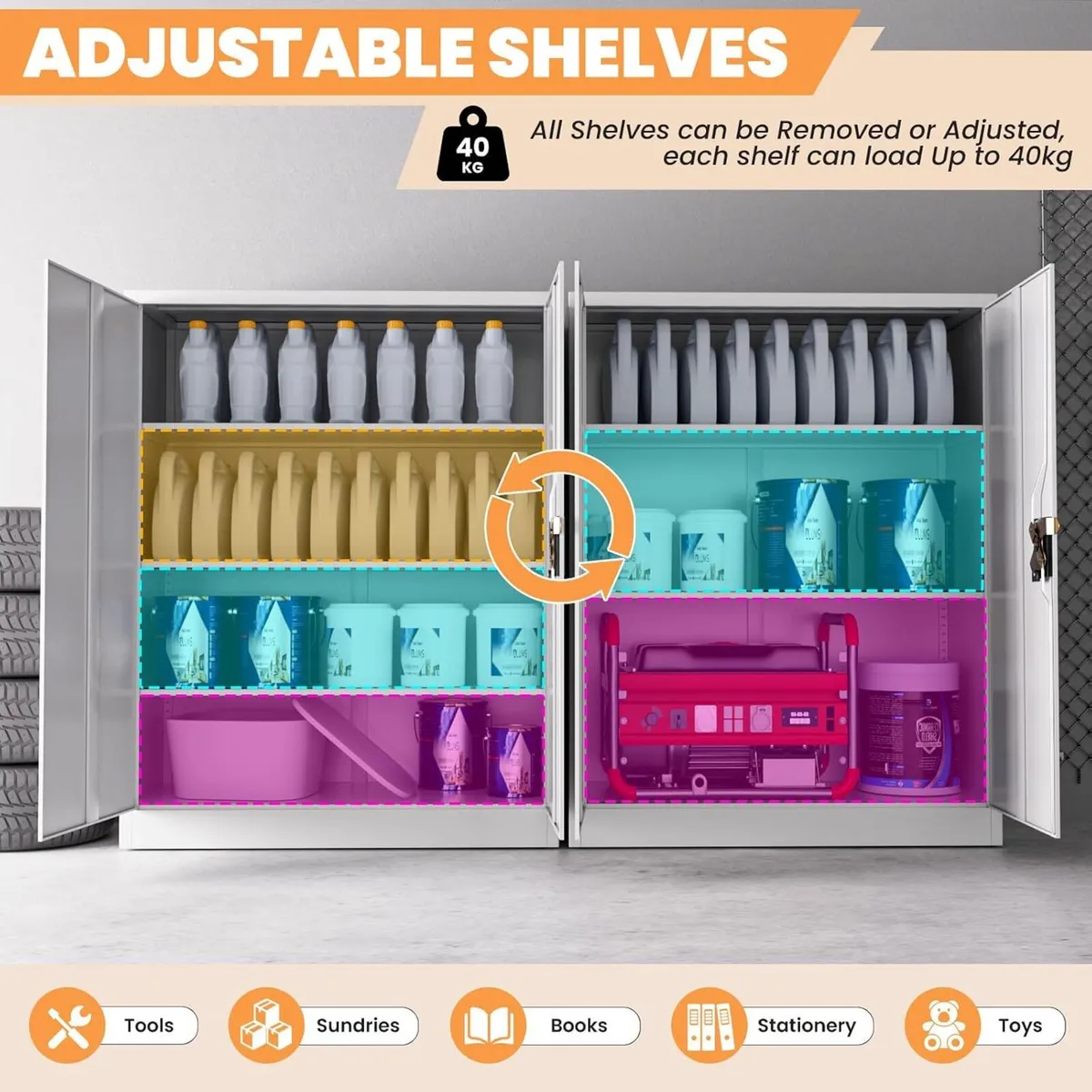 Frideko Lockable Metal Cupboard Tall - Image 3