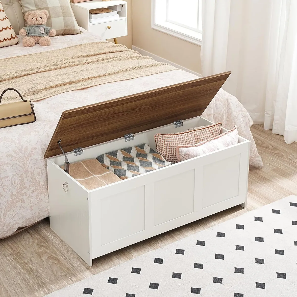 Storage Chest Wooden Bench Blanket Box Storages - Image 2