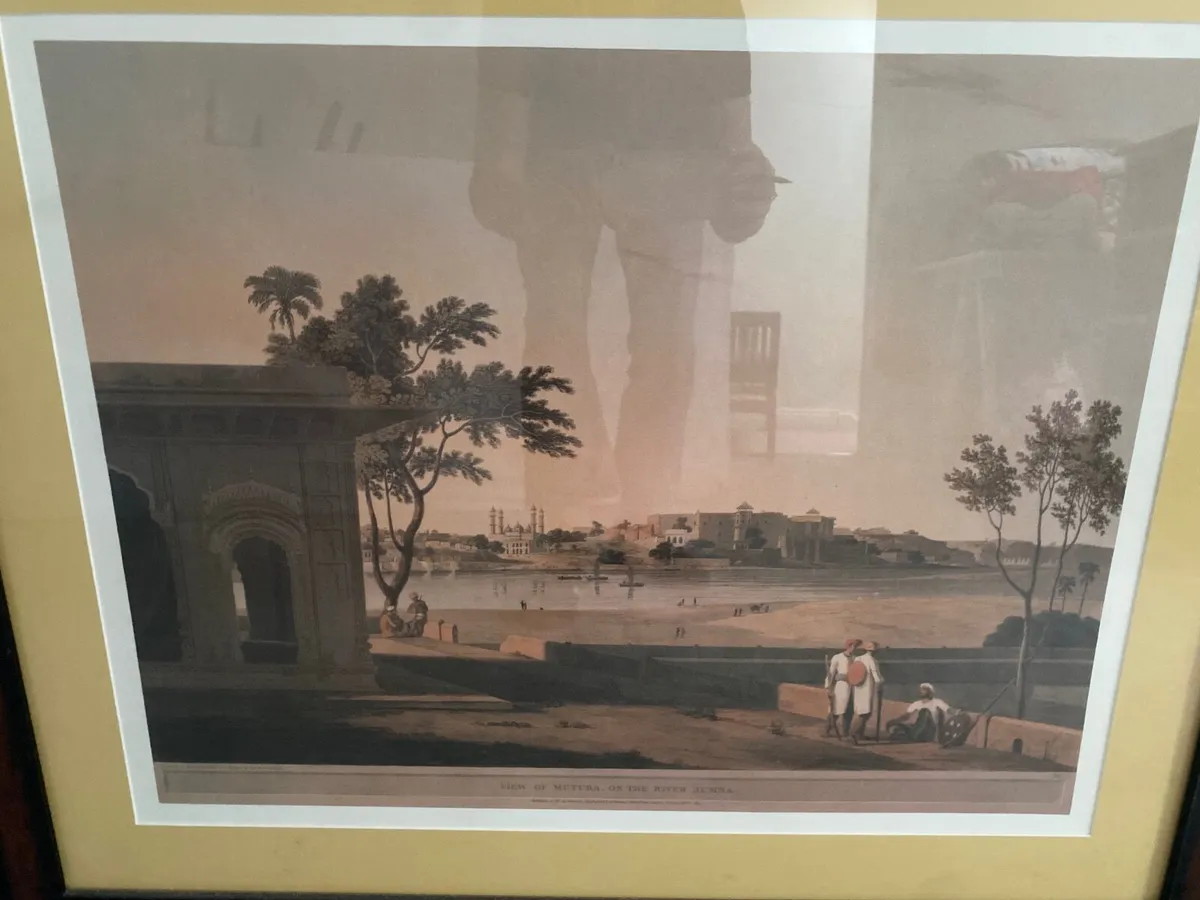 Pair of mahogany framed large prints - Image 4