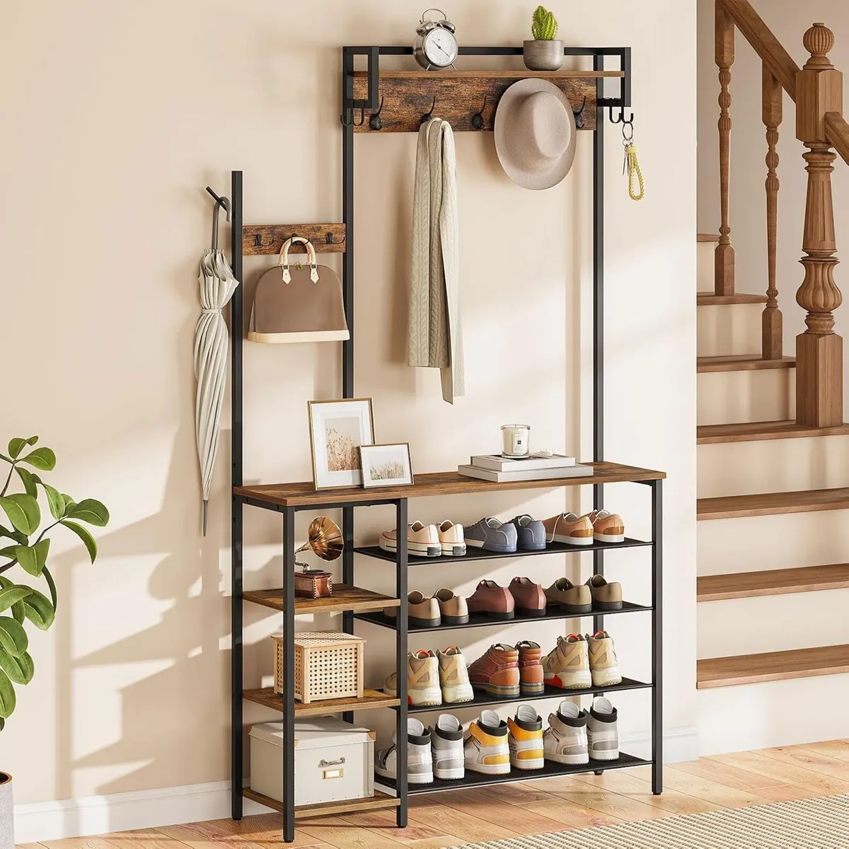 Coat Stand Rack with Shoe Storage Hallway - Image 2