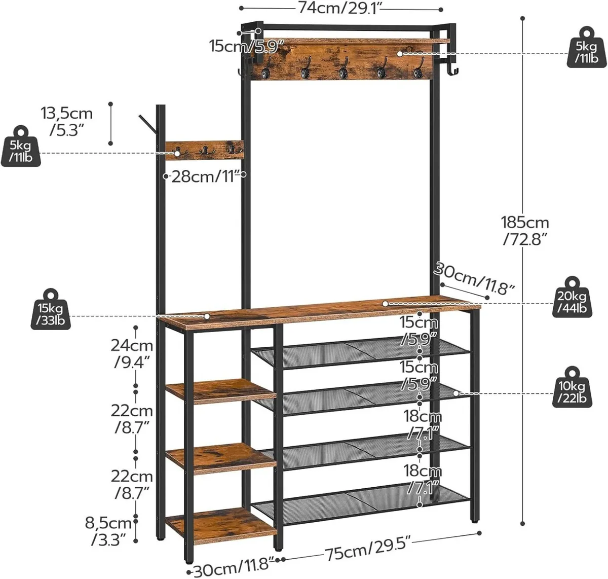Coat Stand Rack with Shoe Storage Hallway - Image 3