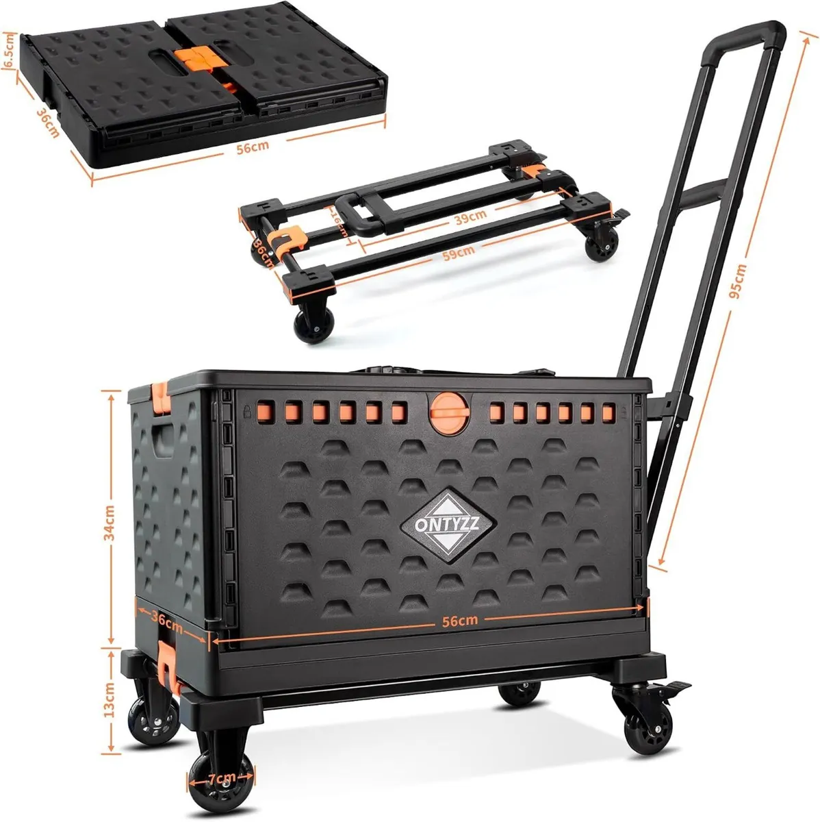 Trolley Foldable Utility Cart Wagon with One - Image 2
