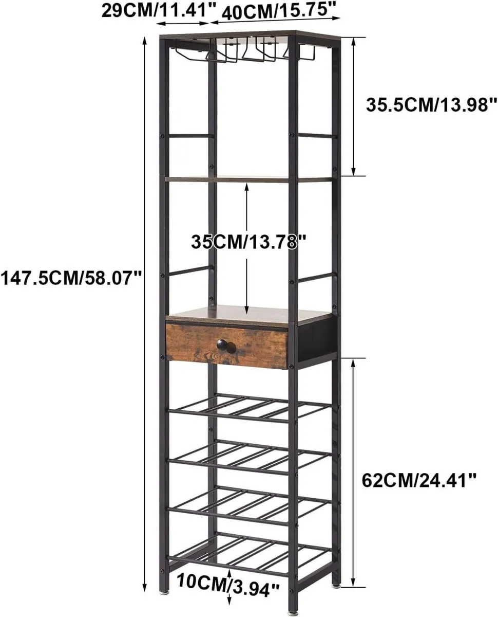 Wine Rack Freestanding Floor with Glass Holder Bar - Image 3
