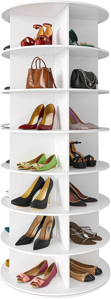7 Tier Rotating Shoe Rack Tower Spinning Display - Image 1